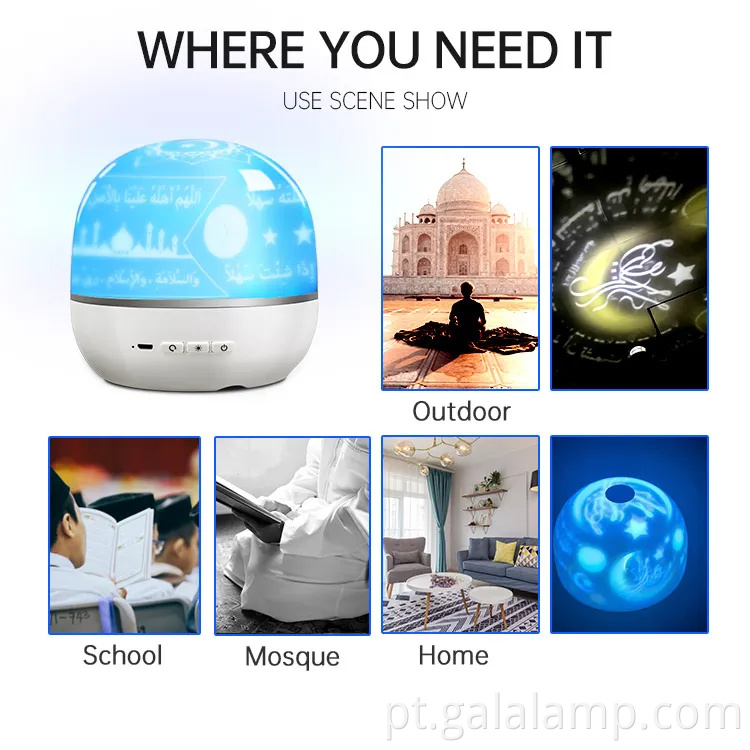 Encantu Muslim Alchaner Alcorão Liderado Galaxy Projector App Alcociclista do Alcorão